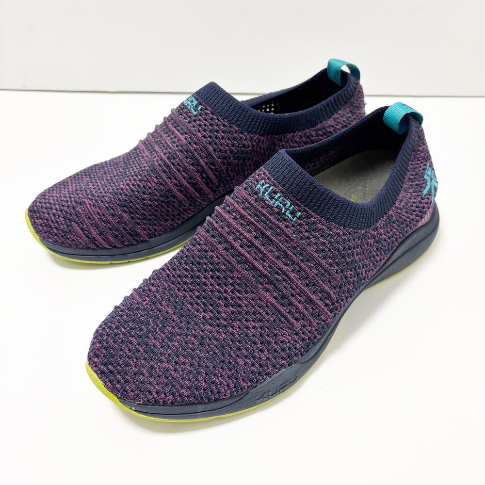 Kuru Stride Nova Knit Women's 8.5 Slip On Sneakers Navy/Purple Comfort Easy On